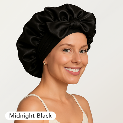 Wake-Up-Ready" Anti-Frizz Silk Bonnet with Adjustable Tie-Band
