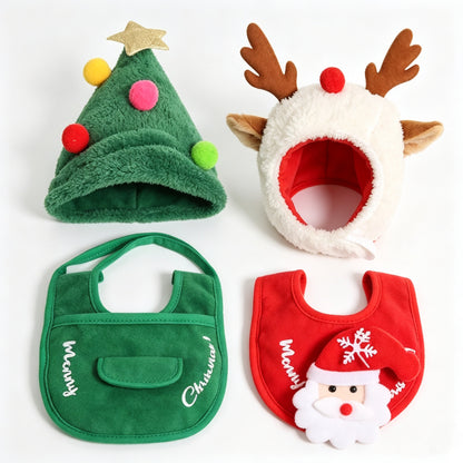 Pet Christmas Costume Set – Santa Hat & Bib Scarf for Dogs and Cats
