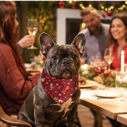 Christmas Pet Bandana – Santa Cartoon Triangle Scarf for Dogs and Cats