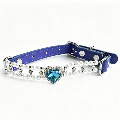 Adjustable Crystal Rhinestone Pet Collar with Heart Charm