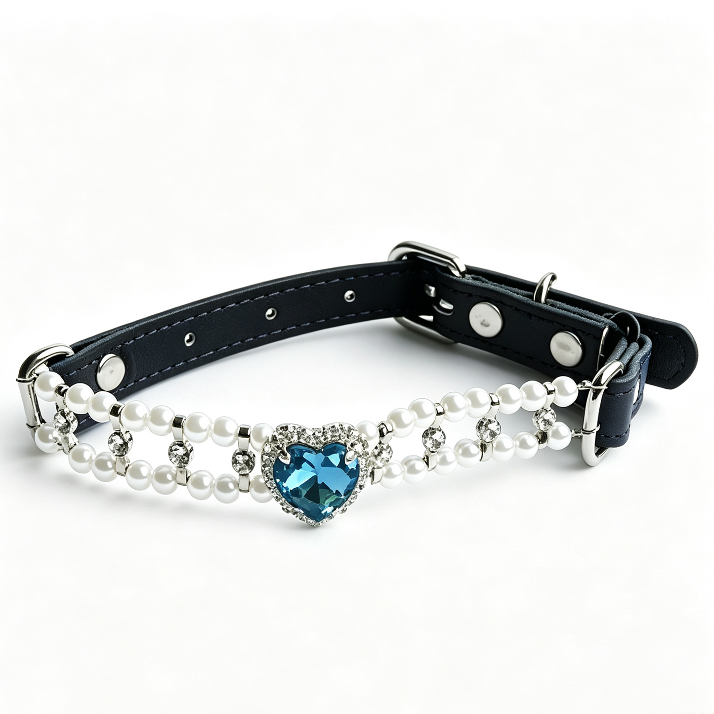 Adjustable Crystal Rhinestone Pet Collar with Heart Charm