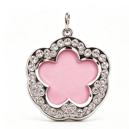 Crystal Rhinestone Pet Photo Frame ID Tag – Personalized Dog & Cat Collar Charm with Emergency Contact Insert