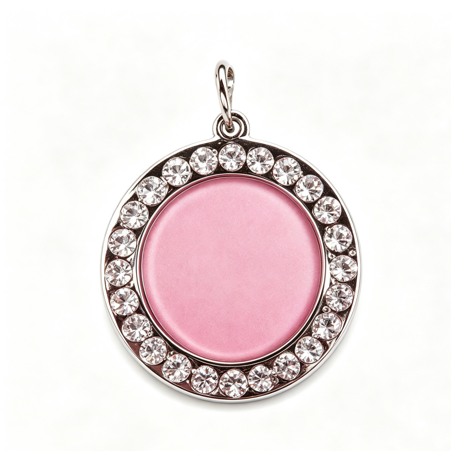 Crystal Rhinestone Pet Photo Frame ID Tag – Personalized Dog & Cat Collar Charm with Emergency Contact Insert