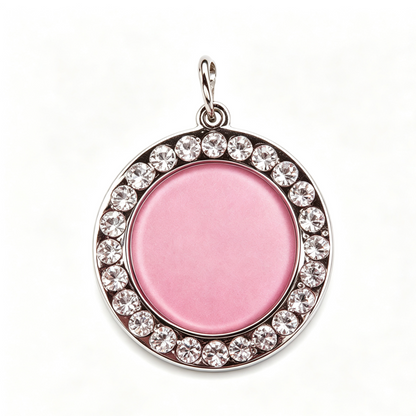 Crystal Rhinestone Pet Photo Frame ID Tag – Personalized Dog & Cat Collar Charm with Emergency Contact Insert