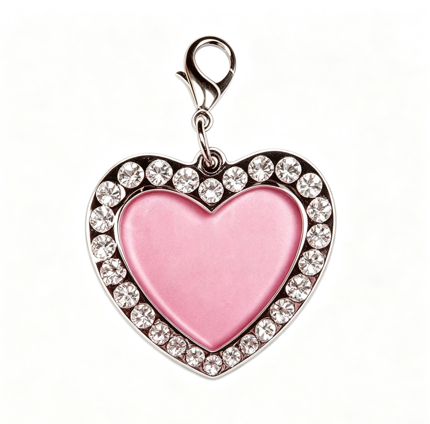 Crystal Rhinestone Pet Photo Frame ID Tag – Personalized Dog & Cat Collar Charm with Emergency Contact Insert