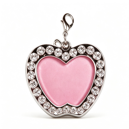 Crystal Rhinestone Pet Photo Frame ID Tag – Personalized Dog & Cat Collar Charm with Emergency Contact Insert