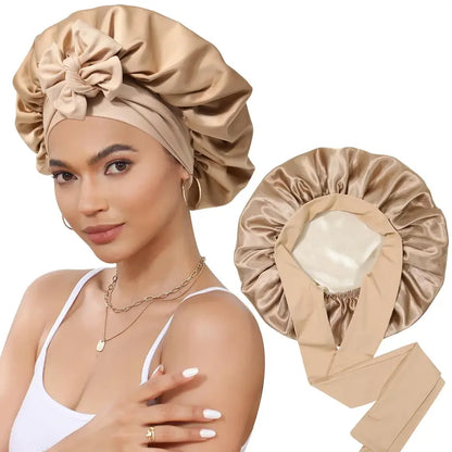 Wake-Up-Ready" Anti-Frizz Silk Bonnet with Adjustable Tie-Band
