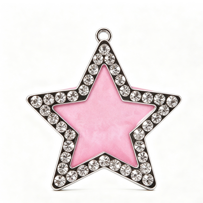 Crystal Rhinestone Pet Photo Frame ID Tag – Personalized Dog & Cat Collar Charm with Emergency Contact Insert