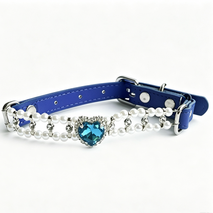 Adjustable Crystal Rhinestone Pet Collar with Heart Charm