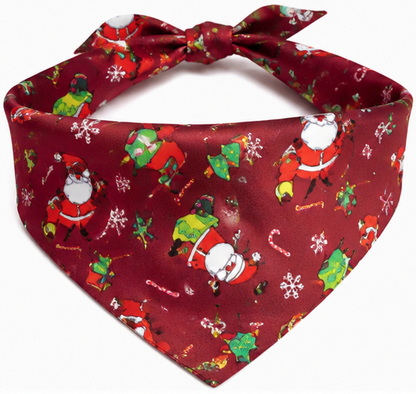 Christmas Pet Bandana – Santa Cartoon Triangle Scarf for Dogs and Cats