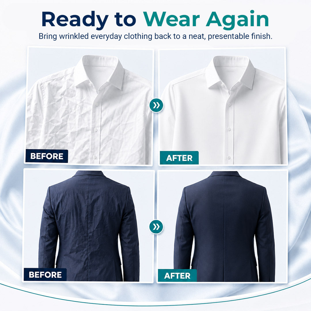👔 Instant wrinkle release – no iron, travel-ready, static-free & fresh.