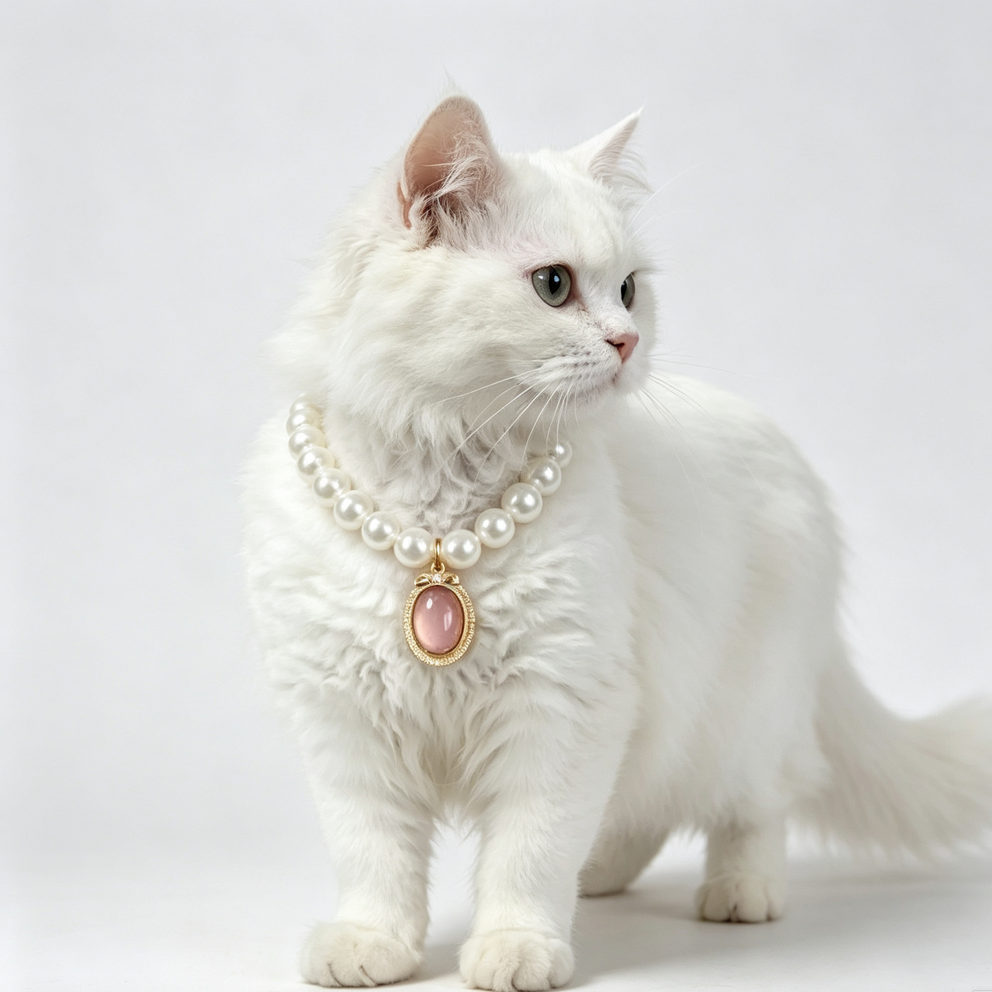 Elegant Pearl Necklace with Colorful Gem Pendant