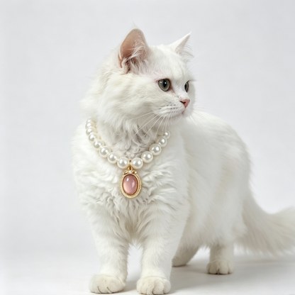 Elegant Pearl Necklace with Colorful Gem Pendant