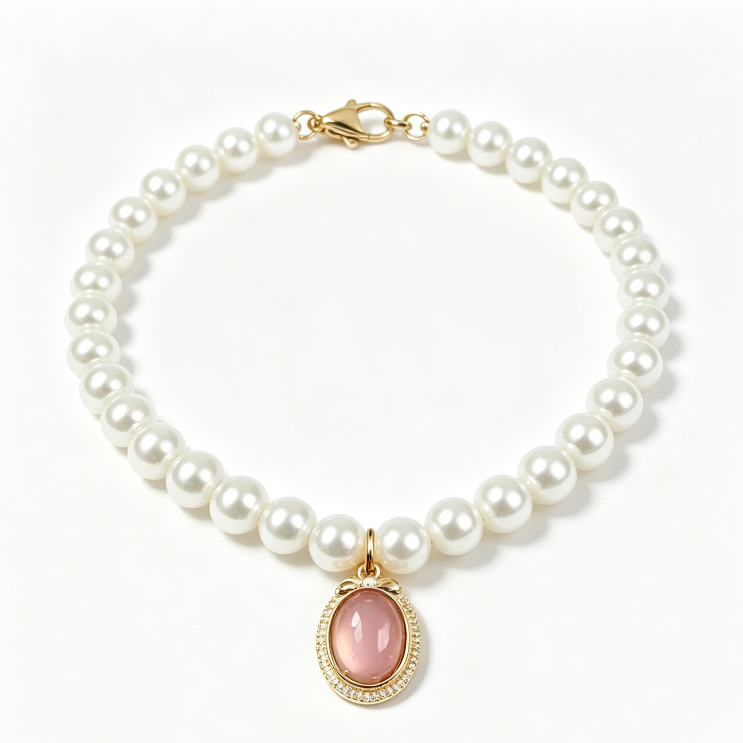 Elegant Pearl Necklace with Colorful Gem Pendant