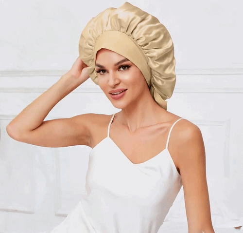 Wake-Up-Ready" Anti-Frizz Silk Bonnet with Adjustable Tie-Band